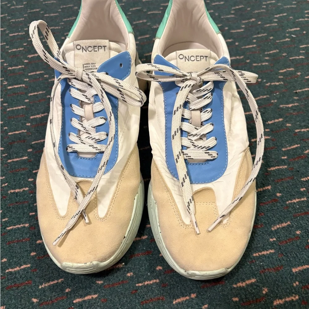 Concept Women's Athletic Shoes - White, Blue, and Tan - Picture 1 of 6